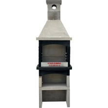 Büzsan Barbekü Beton Barbekü Mangallık Antrasit Gri 70 Lik Davlumbazlı