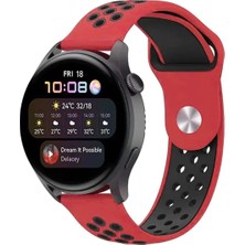 Tncline CPT83 Watch 22MM Spor Delikli Kordon - Kırmızı-Siyah