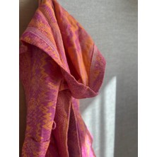 Stella Belli Pamuk El Dokuması Desenli Çocuk Kapüşonlu Peştemal Bornoz| Kutulu | Respiro | Pembe - Turuncu