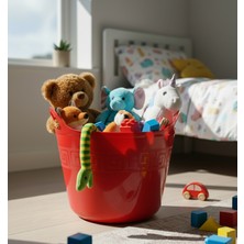 Saban Kırmızı, Esnek Plastik Kova – 42 Litre, Kurban Kovası, Esneyebilen Oyuncak ve Çamaşır Sepeti