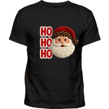 Efendioğlu Design Nakış Baskılı Noel Baba Hohoho Baskı Nakış Görseli Pamuklu Yetişkin T-Shirt