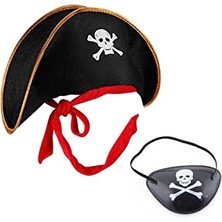 Zenvia Kaptan Jack Çocuk Korsan Şapkası ve Göz Bandı Seti