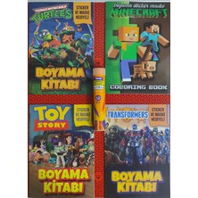 Ada Çanta Kırtasiye 4 Adet Stickerli Boyama Kitabı ve 12 Li Tüp Kuru Boya Kalemi (Minecraftb/ninja Kapl./transform/toys)