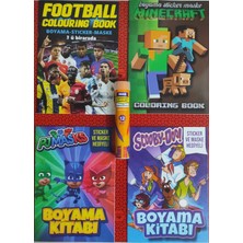 Ada Çanta Kırtasiye 4 Adet Stickerli Boyama Kitabı ve 12 Li Tüp Kuru Boya Kalemi (Futbol/minecraftb/scooby Doo/pijamask)