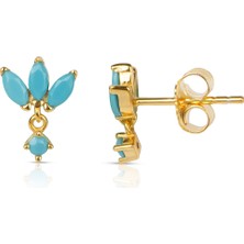 EP Designs Minimal Markiz Turkuaz Taşlı Küpe