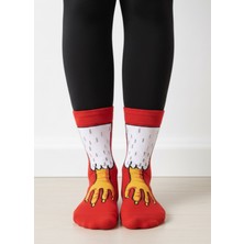 Carnaval Socks Kuş Ayağı Desenli Unisex Soket Çorap (1 Çift) – Eğlenceli Funny Socks Premium Kırmızı