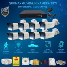 Qromax 8 Kameralı Set - Yapay Zeka Özellikli İnsan Yüz Araç Tanımalı Gece Renkli Gösteren 5 MP SONY Lensli 4 Warm Ledli FULLHD Güvenlik Kamerası Seti 3404W-108