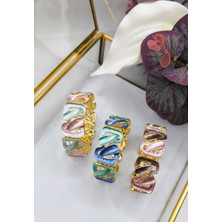 The Secret Desire Renkli Modern Form Mineli Gold Bileklik