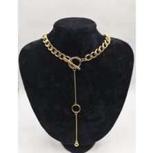 The Secret Desire Altın Renk Halka Detaylı Tokalı Zincir Kolye – Modern Kadın Kolye Modeli