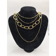 The Secret Desire Üç Katlı Altın Renk Zincir Kadın Kolye – Trend Katmanlı Kolye Modeli