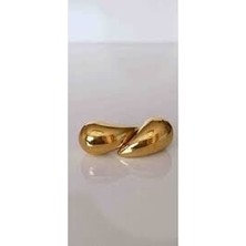 The Secret Desire Büyük Gold Damla Küpe – Parlak Metal Modern Tasarım, Iddialı & Şık Kadın Küpe