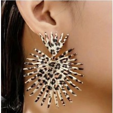 The Secret Desire Leopar Desenli Büyük Tasarım Küpe – Gösterişli, Işıltılı, Trend Statement Kadın Küpe