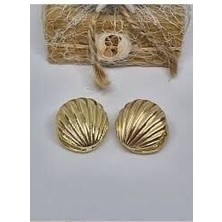 The Secret Desire Gold Midye Tasarım Küpe – Vintage Görünümlü Şık ve Zamansız Kadın Küpe