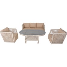 Psine | Üçlü Rattan Bahçe Oturma Grubu | 3+1+1+Sehpalı Bahçe Takımı