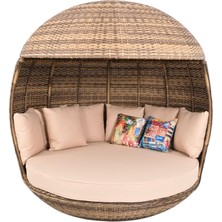World Daybed | 200 cm Rattan Bahçe Kral Yatağı