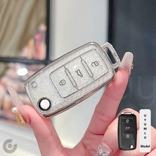 Alazpay Volkswagen Golf Passat Jetta Polo Caddy Beetle Tiguan Transporter Elmas Tpu Anahtar Kılıfı