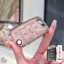 Alazpay Volkswagen Seat Skoda Sustalı Elmas Kesim Tpu Anahtar Kılıfı