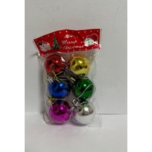 Kyops Yılbaşı Süsleri 6 Lı Set Renkli Parlak Toplar 3,5 cm Ağaç Süsü