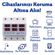 Tomzn Trifaz Gerilim ve Akım Koruma Rölesi Yüksek Alçak Voltaj Koruyucu Röle 63A 3 Fazlı - Ev Tipi