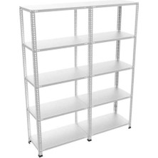 Rafistan 5 Katlı Duble Galvaniz Çelik Raf 43x120x200 cm - Depo, Arşiv, Kiler, Dosya, Market Rafı