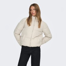 Jacqueline De Yong Newerica Life Short Padded Kadın Ekru Dik Yaka Ceket