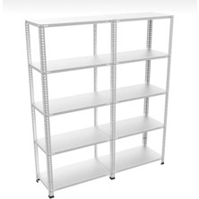 Rafking 5 Katlı Duble Galvaniz Çelik Raf 43x150x200 cm - Depo, Arşiv, Kiler, Dosya, Market Rafı