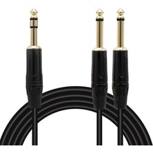 Magicvoice LD390B 3 Metre 6.35MM Stereo Jak (Ts) - 2X6.35MM Mono Jak (Ts) Ses Kablosu