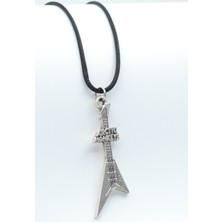 Alooya Arctic Monkeys Elektro Gitar Gümüş Kaplama Deri İp Kolye