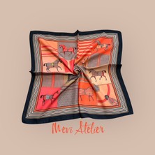 Mevi Atelier At Desenli Renkli Fular 50 x 50