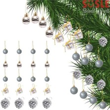 Empressco Beyaz Gümüş Yılbaşı Ağaç Süsleme Seti, 20 Parça, Şık ve Parlak Dekorasyon Malzemesi