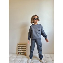 Rapapa Çocuk Kargo Cepli 3 Iplik Şardonlu Eşofman Takımı – Sokak Stili Rahat Kalıp 9107