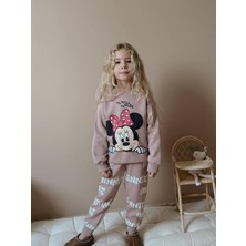 Rapapa Kız Çocuk  Baskılı 3 Iplik Şardonlu Eşofman Takımı – Yumuşacık & Sıcak 4128