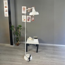 Bamyum Beyaz Lambader Düz Gövde Hareketli Başlık Modern Metal Oturma Odası Çalışma Odası Zemin Lambası