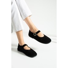 Esso La Mia Cassiel Hakiki Deri Ayarlanabilir Toka Detaylı Kadın Lofer Siyah Deri