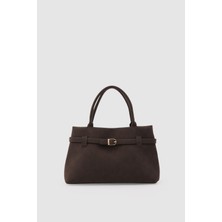 Shule Bags Mussel Süet Omuz Çantası Kahve