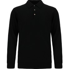 Abdullah Kiğılı Polo Yaka Regular Fit Düğmeli Nakışlı Yün Triko Kazak