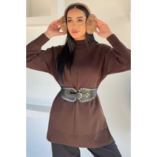 Gülseli Yan Yırtmaçlı Triko Tunik P-00019652
