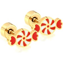 Munels Şeker Model Çelik Çocuk Küpesi - Vidalı Kapama