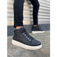 JY206 Ottawa Bağcıklı Ortopedik Taban Cilt Erkek Spor Bot Cbt - Siyah