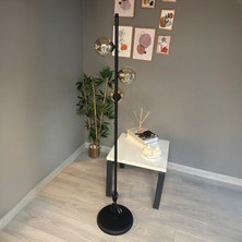 Bamyum Lambader Bal Rengi Cam Başlık Modern Dekoratif Metal Oturma Odası Zemin Lambası