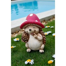 Ay Hediyelik Kozalak Tutan Kirpi Heykeli Biblo - Dekoratif Polyester 21X29 cm