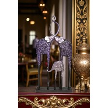 Ay Hediyelik Fil Ailesi Biblo - Dekoratif Polyester 16X35 cm