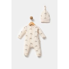 By Bubbles Cute Turtle %100 Organik Pamuk Waffle Kumaş Bebek Fermuarlı Tulum