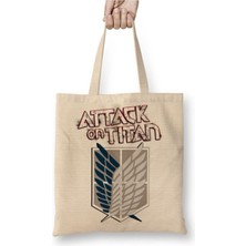 Toyaso Attack On Titan Beyaz Bez Çanta Uzun Saplı Alışveriş Plaj Çantası
