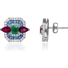 EP Designs Renkli Baget Taşlı Küpe