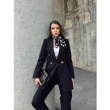 Seda Fidan Boutique Uzun Gold Düğmeli Blazer Ceket Siyah