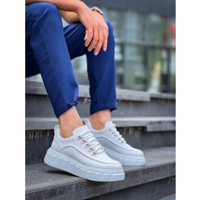 KB-X10 Kuback Beyaz Cilt  Beyaz Yüksek Taban Günlük Spor Ayakkabı