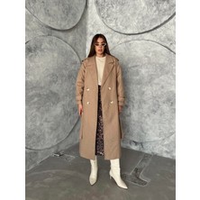 Seda Fidan Boutique Apoletli Premium Kaşe Kaban Vizon