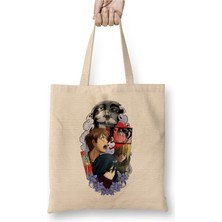 Toyaso Attack On Titan Tattoobeyaz Bez Çanta Uzun Saplı Alışveriş Çantası Plaj Çantası