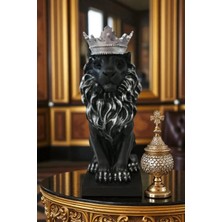 Ay Hediyelik Aslan Kral Heykeli Biblo - Dekoratif Polyester 14X35 cm